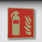 Folienschild nachleucht. Feuerlscher