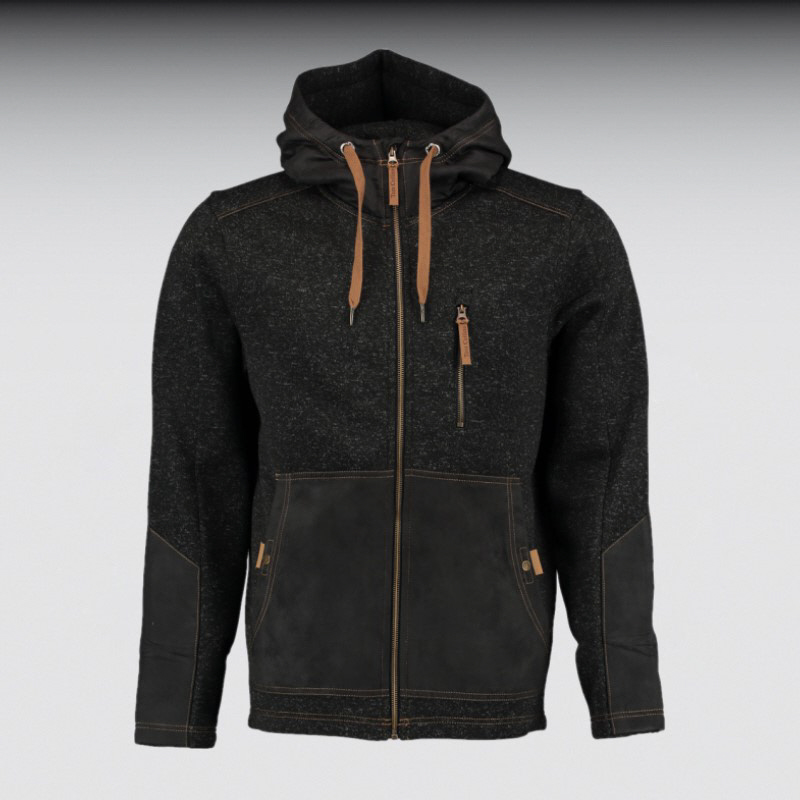 Strick-Fleece-Jacke mit Kapuze anthrazit