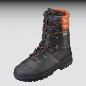 Forstarbeiter-Stiefel Gr. 41, schwarz/orange